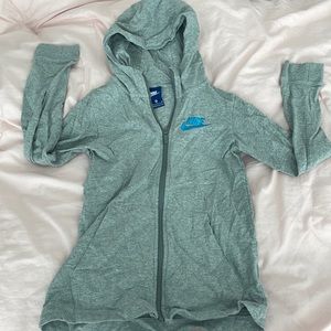 Gray NIKE Zip Up Sweater with Teal logo
